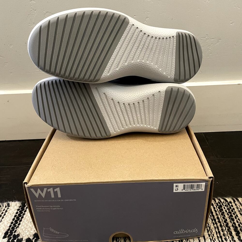 Allbirds Wool Runner-Up Mizzle Medium Gray Sneakers Shoes Women's 11 - Picture 2 of 4